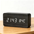 Minimalist LED Digital Alarm Clock with Sound Activated Wake Mode, Multi-Brightness Dimmer & Indoor Temperature Readout for Bedroom & Desktop Use