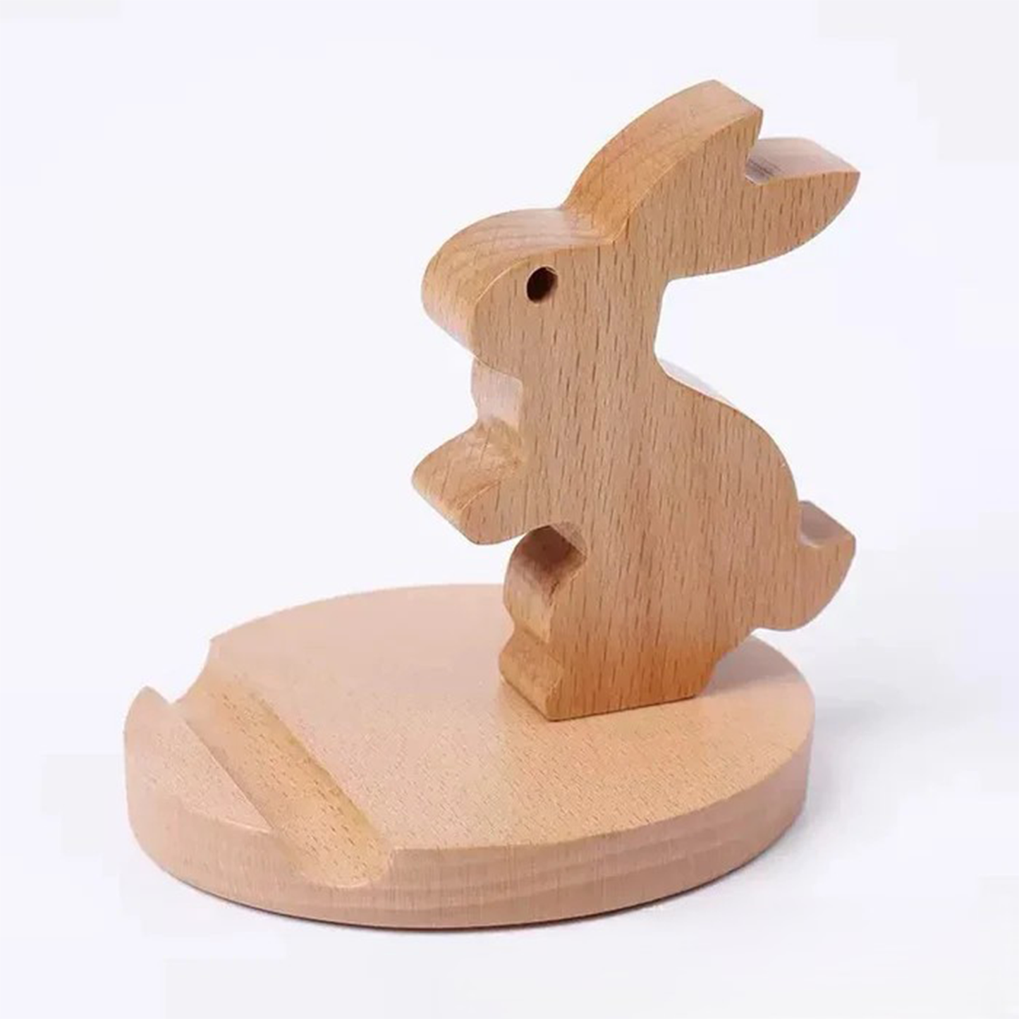 Hand-Carved Animal Shaped Desktop Phone Holder, Dual-Style Wooden Portable Device Support For Smartphones